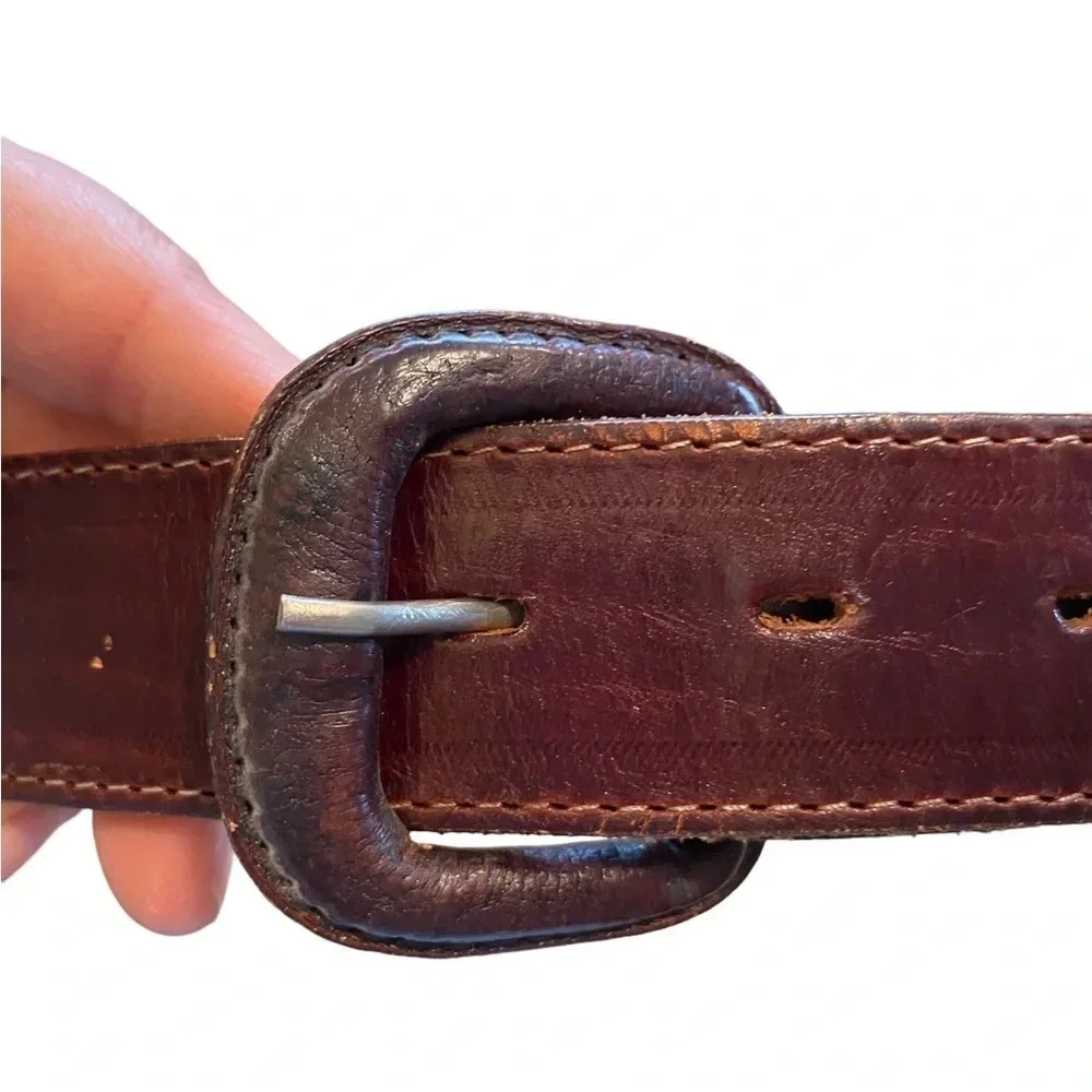 Vintage  Brown Leather hand crafted belt timeless classic design minimalist